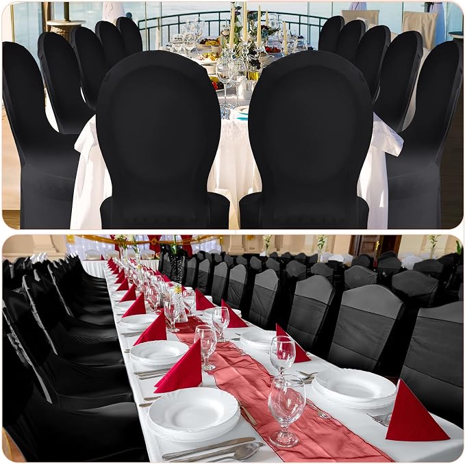 Tudomro 50 Pcs Spandex Stretch Chair Covers for Wedding Banquet,Black - Image 3