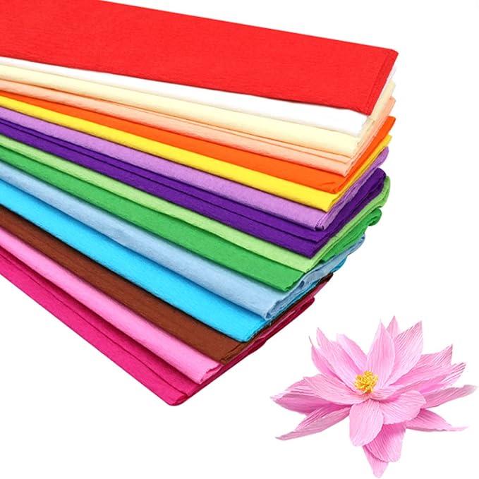 Premium Crepe Paper Party Streamers 21 Assorted Colors Large 20 Inch X 3.2 Ft. Per Sheet DIY Crepe Paper Flowers Crafts Gift Wrapping Box, Birthday Wedding Party Drop Decoration Supply (100) by Unknown