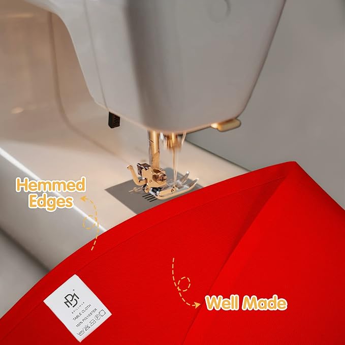BRILLMAX 4 Pack Red Round Tablecloths 108 Inch for 48" Tables | 150 GSM Polyester Fabric, Floor Length Drop, Water, Stain & Wrinkle Resistant Cloth Cover for Wedding Reception Banquet Party - Image 4