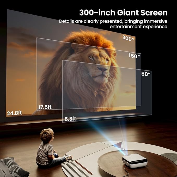 Official Licensed Google TV Smart Projector, HAPPRUN 4K UHD Home Theater with Dolby Sound, Wi-Fi & Bluetooth, Built-in Streaming Apps, Compatible with Games Consoles & Smartphone, Indoor & Outdoor Use