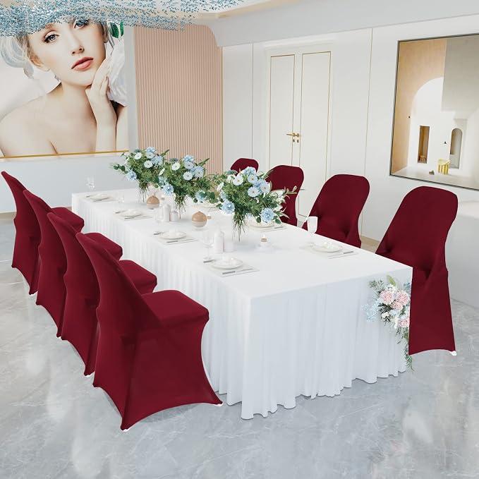 HAINARverS Folding Chair Covers for Wedding, 10pcs Burgundy | Stretch Spandex Washable Fabric Chair cover, Decoration Chair Cover for Wedding, Party, Banquet, Birthday, Conference, Event - Image 3