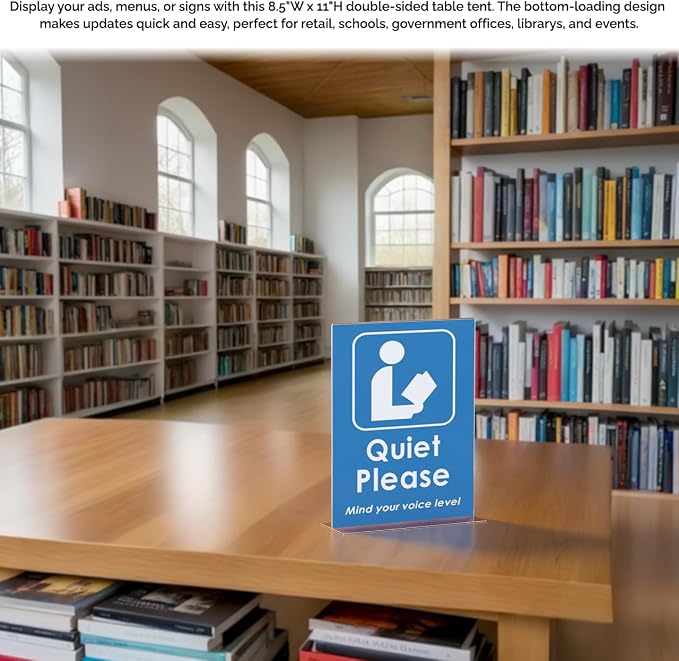 Marketing Holders 6 Pack Acrylic Sign Holder for 8.5" x 11" Signs Double Sided Stand Up Frame Clear Acrylic Bottom Load Tabletop Graphic Image Display for Libraries Schools and Retail Stores - Image 4