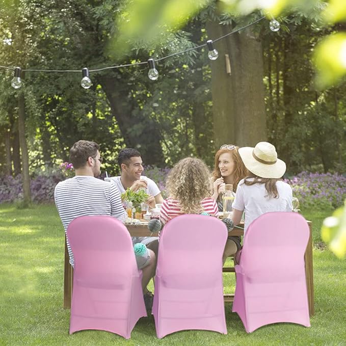 Babenest Stretch Spandex Folding Chair Covers for Wedding, 30PCS Pink | Upgraded Universal Washable, Fitted Chair Slipcovers Protector for Holidays, Banquet, Party, Easter Celebration - Image 3