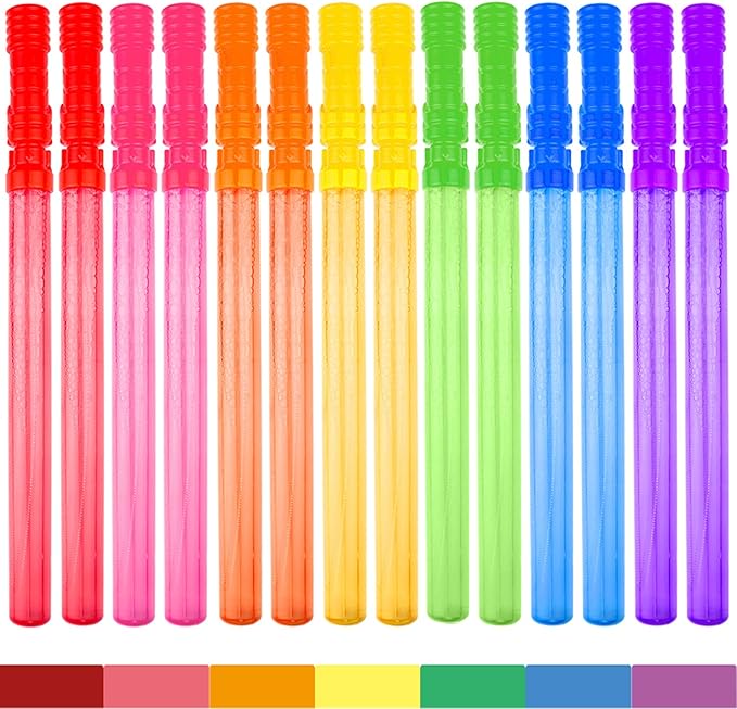 Bubble Wand, 14" Big Bubble Wand Set(14 Pack 7 Colour), Non-Toxic Smelless Bubble Toy for Kids Child Birthday Party Favor Wedding Summer Outdoor Activity Bathroom Bath Toys, by MAPIXO