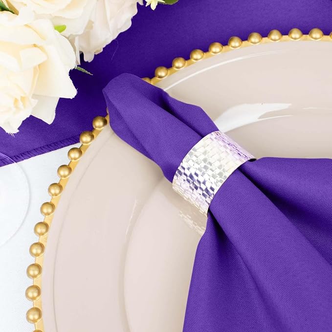 Efavormart Premium Cloth Napkins Set of 100, 20x20 Inch Purple Seamless Dinner Napkins, Washable Linen Table Napkin Cloth with Hemmed Edges for Weddings, Party and Banquet - Image 6