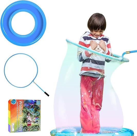 Kid in a Bubble Toy Giant Bubble Wand, Big Bubbles Maker Toy for Kids and Adults, Bubbles Hoop with Inflatable Dipping Pool Tray, Fun Outdoor Toys Playtime Activity Summer, Show Party Game