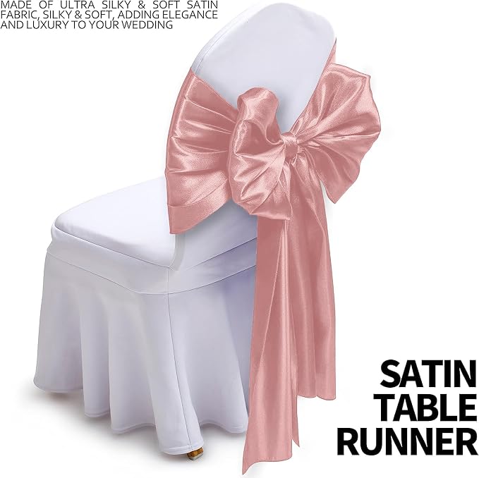 SI Pack of 5 Wedding 12 x 108 inch Satin Table Runner for Wedding, Decorations for Graduations, Engagements, Birthday Parties, Banquets, Runners fit Rectangle, Round Table - Rose Gold - Image 3