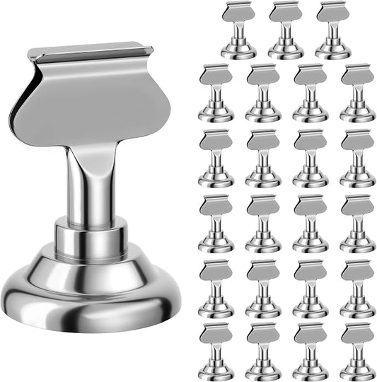 ERYTLLY 24 PK Place Card Holders 1.7 inches Table Card Holder Steel Card Holders for Weddings,Birthdays,Photos, Memo Notes, Restaurants (Silver 24PK) by ERYTLLY