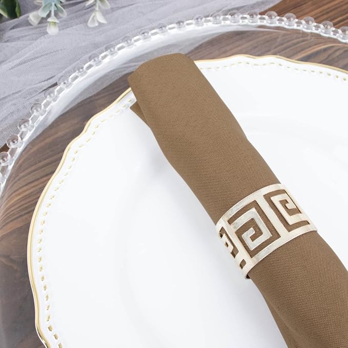 Tableclothsfactory Premium Pack of 5 Premium Taupe 20" x 20" Washable Polyester Napkins Great for Wedding Party Restaurant Dinner Parties - Image 2