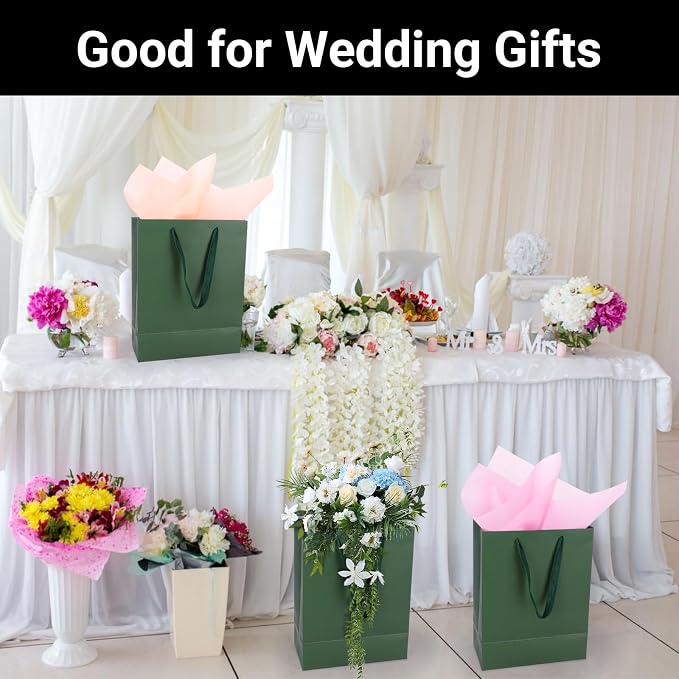EUSOAR Paper Gift Bags with Handles, 12pcs 9.8"x5.1"x12.6" Green Kraft Gift Wrap Bags, Merchandise Business Retail Grocery Shopping Wrapping Wedding Birthday Thank You Gift Bags Party Favor - Image 6