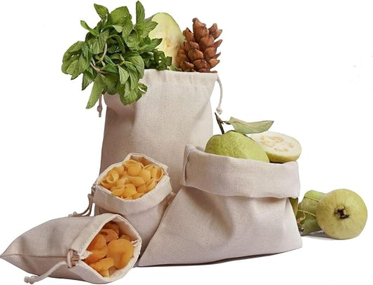 Premium Cotton Canvas Muslin Bag. Double Drawstring. Reusable Natural Eco Friendly Muslin Storage Bags. Pack of 25 (3 x 5 Inches) by BIGLOTBAGS