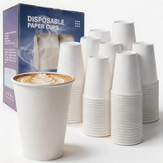 MOUMOULIFE Disposable Paper Coffee Cups 12 oz 300 Count Hot Paper Cups | Thickened Paper, Leak-proof, Hot & Cold Beverages, Ideal for Daily Use, Office, Coffee Shop, Picnic, Parties by moumoulife