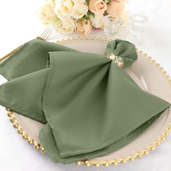 Tableclothsfactory Premium Pack of 5 Premium Eucalyptus Sage Green 20" x 20" Washable Polyester Napkins Great for Wedding Party Restaurant Dinner Parties - Image 7