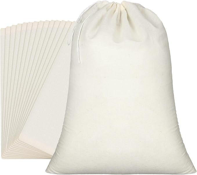 Pangda 15 Pcs Muslin Bags 22 x 24 Inch, Large Cotton Drawstring Bags Fabric Gift Pouches Bulk Reusable Grocery Pouches for Jewelry Party Favors Wrapping Home Storage DIY Craft by Pangda