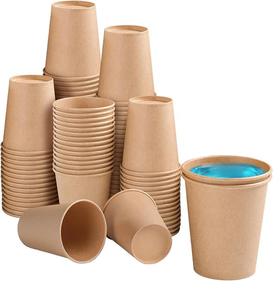 BYSNOW 100 Pack 5 oz Kraft Paper Cups, Small Disposable Bathroom Cups | Mouthwash Cups, Brown Mini Water Sample Cups for Hot and Cold Beverage, Espresso, Snack, Kitchen, Party, Picnic and Travel by BYSNOW