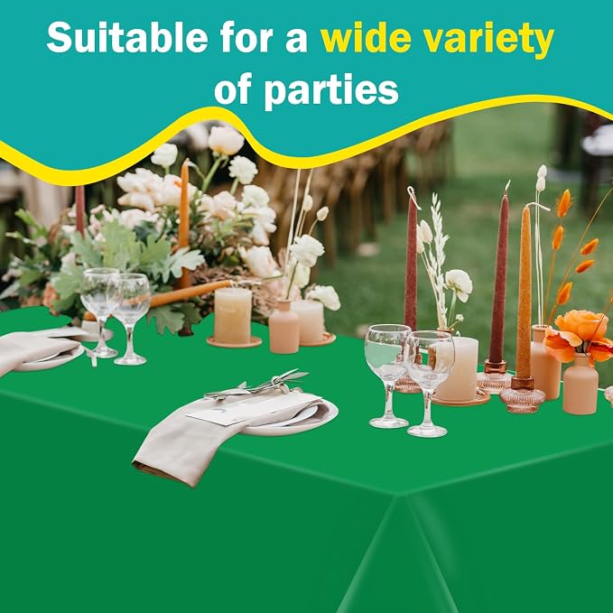 54 Inch x 300 Feet Green Plastic Tablecloth Roll Disposable Table Cloth with Cutter Box Plastic Table Cover for Party - Image 5