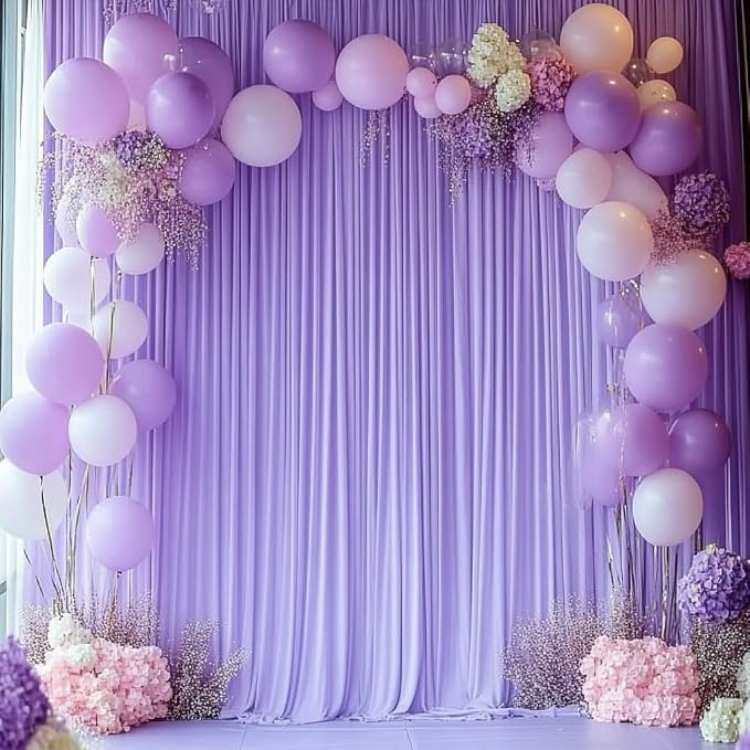 20x10ft Lavender Backdrop Curtains for Parties, 4 Panels 5x10ft Wrinkle-Free Polyester Background Curtains for Wedding, Birthday, Baby Shower,Graduation, Decorations - Image 4