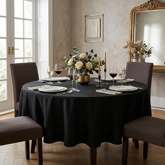 8 Pack Black Round Tablecloths 90 Inch | For 3Ft-5Ft Round Table, Wrinkle Resistant Table Cloth, Washable Polyester Fabric, For Wedding Party Banquet Buffet Camping - Image 3