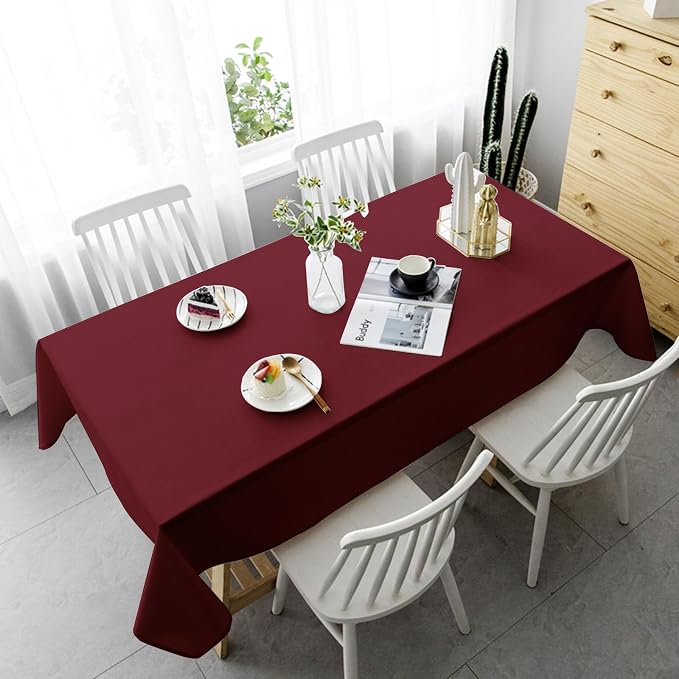 YMHPRIDE 6 Pack Burgundy Polyester Tablecloths, 60 x 102 inch, Rectangular, Wrinkle Resistant, Machine Washable, Perfect for 6FT Tables, Parties, Weddings, Banquets - Image 5