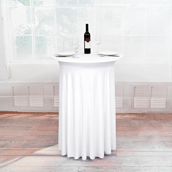6 Pack Cocktail Stretch Table Skirt, White, 32 x 43 inch - Image 2