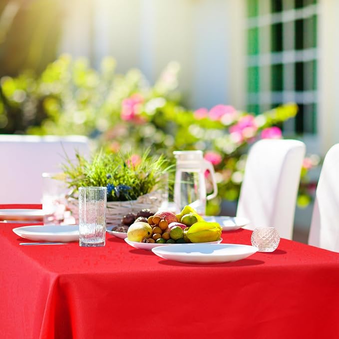 Peryiter 6 Pack Rectangular Polyester Tablecloth, Rainbow Assorted Color Washable Table Cloth, Wrinkle-Resistant, Durable Pastel Party Table Cover, Banquet Tablecloth for Weddings & Parties - Image 5