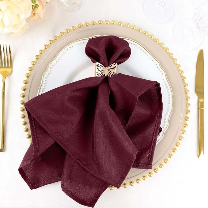 Tableclothsfactory Premium 100 Pack | Burgundy Seamless Cloth Dinner Napkins, Reusable Linen | 20"x20" for Party & Decorations - Image 5