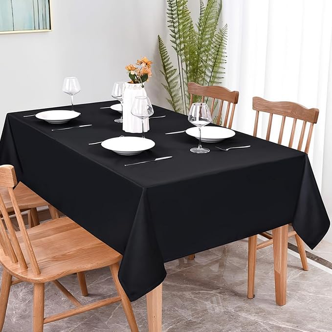 6 Pack Black Table Cloth for Rectangle Tables,60x102 inch-Washable and Reusable Table Cloths for 6-8 Ft Rectangle Table,Polyester Fabric Table Cover for Party,Wedding,Buffet - Image 2