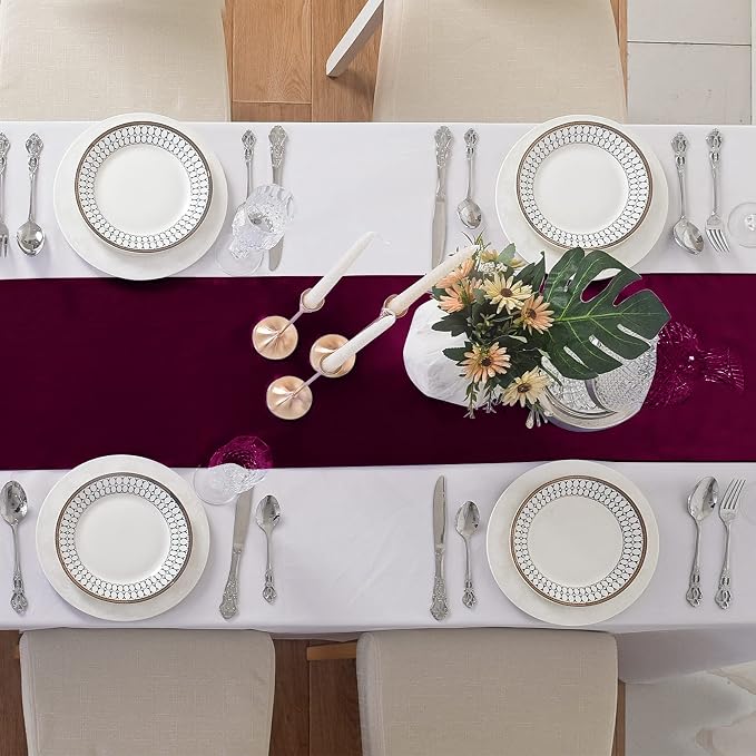 6Pack Table Runner 12 x 108 Inches Satin Silk Table Runner for Wedding, Birthday Party, Banquets, Graduations Decoration, fit Rectange and Round Table-Burgundy - Image 4