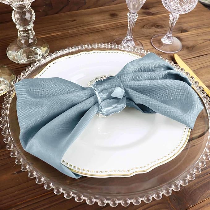 Tableclothsfactory Premium Pack of 100 Dusty Blue Premium 17" x 17" Washable Polyester Napkins Great for Wedding Party Restaurant Dinner Parties for Party & Decorations - Image 7
