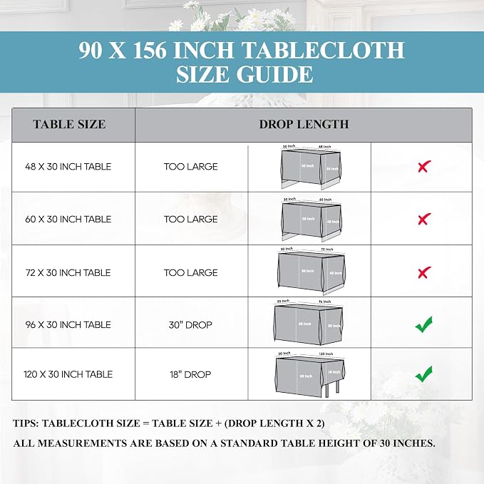VidaFete 6 Pack 90 * 156inch Black Rectangle Tablecloth for 8ft Tables | Stain & Wrinkle Resistant Polyester Rectangular Table Cloth for Kitchen Dining Wedding Banquet Decoration - Image 2