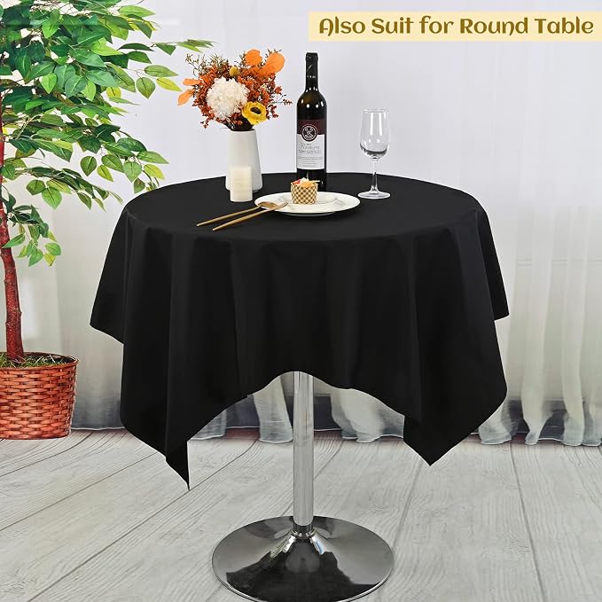 fani 8 Pack Black Square Tablecloth 52 x 52 Inch, Polyester Fabric | Table Cloth for Square Tables, Stain Wrinkle Resistant Washable, TableCovers for Wedding Party Banquet Dining Tables - Image 7