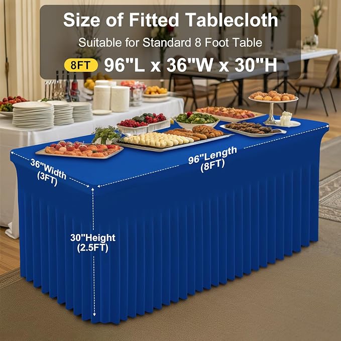 Smiry Spandex Elastic Fitted Table Cloth Skirt for 8FT Rectangle Table - Image 3