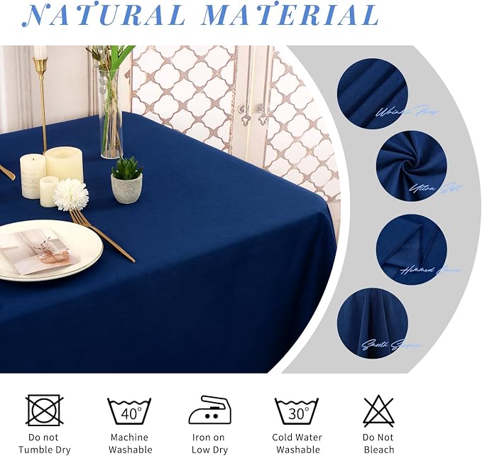 6 Pack Tablecloth 60 x 102 inch Polyester Table Cloth for 6 Foot Rectangle Tables,Stain and Wrinkle Resistant Washable Fabric Table Covers Polyester Navy Blue Table Clothes for Wedding,Party,Banquet - Image 3