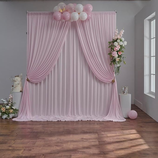 10 ft x 10 ft Baby Pink Backdrop Curtains for Parties, Wrinkle Free Light Pink Photography Backdrop Drapes for Wedding Grils Birthday Baby Shower Bridal Shower Party by Outpain