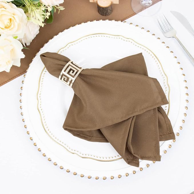 Tableclothsfactory Premium Pack of 5 Taupe Premium 17" x 17" Washable Polyester Napkins Great for Wedding Party Restaurant Dinner Parties - Image 7