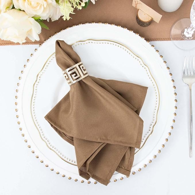 Tableclothsfactory Premium Pack of 100 Taupe Premium 17" x 17" Washable Polyester Napkins Great for Wedding Party Restaurant Dinner Parties for Party & Decorations by TABLECLOTHSFACTORY