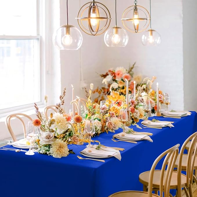 sancua Royal Blue Rectangle Tablecloths 90x156 Inch, 6 Pack | Washable Fabric Table Cloth, Large Reusable Polyester Covers for Wedding, Party, Birthday, Banquet - Image 2