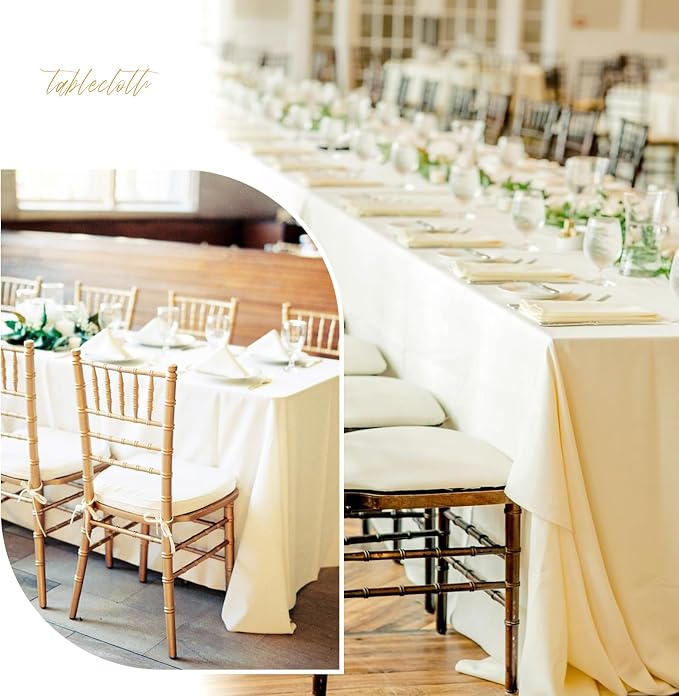 10 Pack Beige Tablecloths for 6ft Tables-60 x 102 Inch | Polyester Table Cover, Stain and Wrinkle Resistant Washable Fabric Table Cloth, Perfect for Wedding Banquet Parties - Image 6