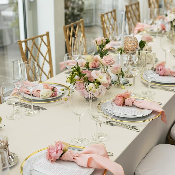 Fixwal 6 Pack 70 x 120 Inch Tablecloths Rectangle Ivory Table Cover | Polyester Fabric,Reusable, Machine Washable And Ironable, Ideal For Wedding, Bridal Shower And Boho Party - Image 5