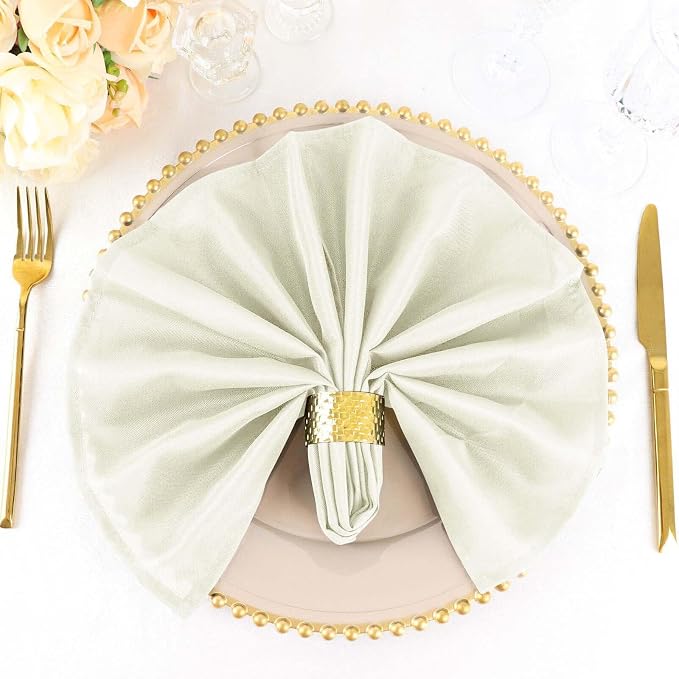 Tableclothsfactory Premium Pack of 100 Premium Ivory 20" x 20" Washable Polyester Napkins Great for Wedding Party Restaurant Dinner Parties for Party & Decorations by TABLECLOTHSFACTORY