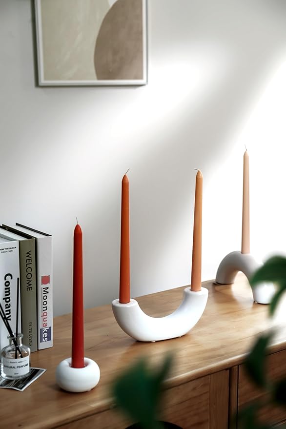 Orange Taper Candles 10'' Pumkin Color Fall Candles Sticks Set of 4 | Citrus Scented, Natural Soy Candlesticks Colorful |Decorative Tapered Candles