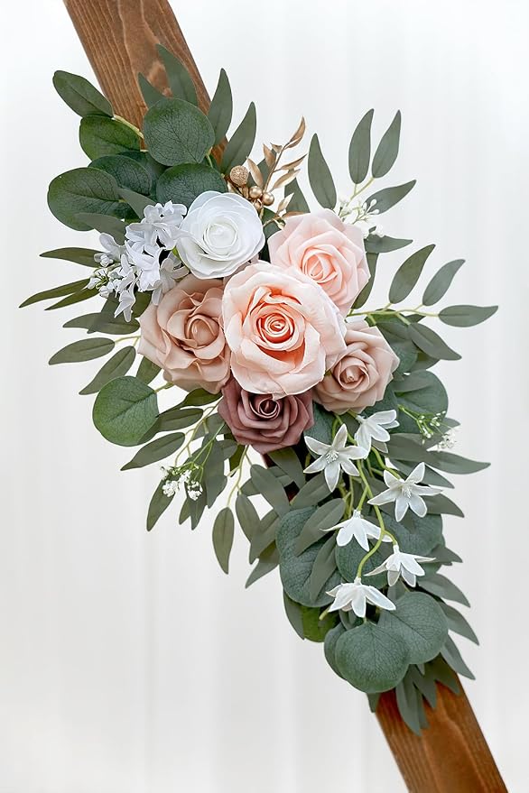 Olalaka Artificial Dusty Rose Flowers Swag Set of 2 for Wedding Welcome Signs Floral Decorations, Wedding Arch Flowers for Wedding Ceremony - Image 8
