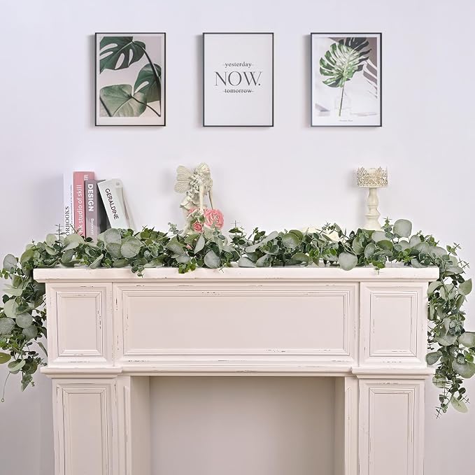 Dolicer 2 Packs 6FT Artificial Eucalyptus Garland Faux Greenery Garland | Fake Vines Hanging Silver Dollar Eucalyptus Leaves for Wedding Backdrop Arch Table Wall Party Home Decor - Image 2