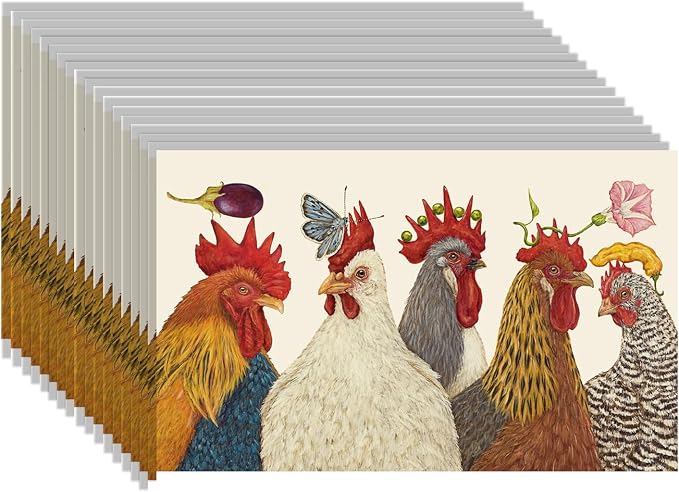 Chicken Paper Placemats for Dining Table - Disposable Square Paper Placemats for Spring Summer Parties - Vicki Sawyer Designed - American Made 18 Sheets per Pad - Image 2