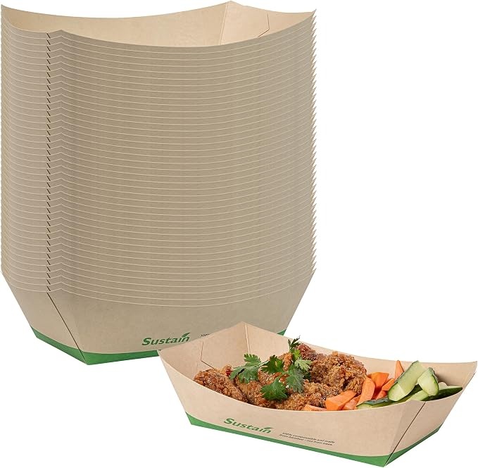 Restaurantware Paper Food Boat 200 Pack 2 lb Leak-Resistant Disposable Boat Tray Appetizer Serving Tray Durable Kraft Ideal For Rustic Food Presentation - Image 2