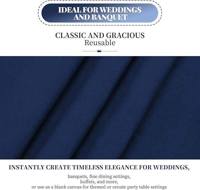 fani 10 Packs Navy Blue Tablecloth - 60 x 102 Inch for 6Ft Tables | Washable Polyester Fabric, Stain Wrinkle Resistant Rectangle Table Cloth for Wedding Banquets Parties Buffet Dining - Image 3