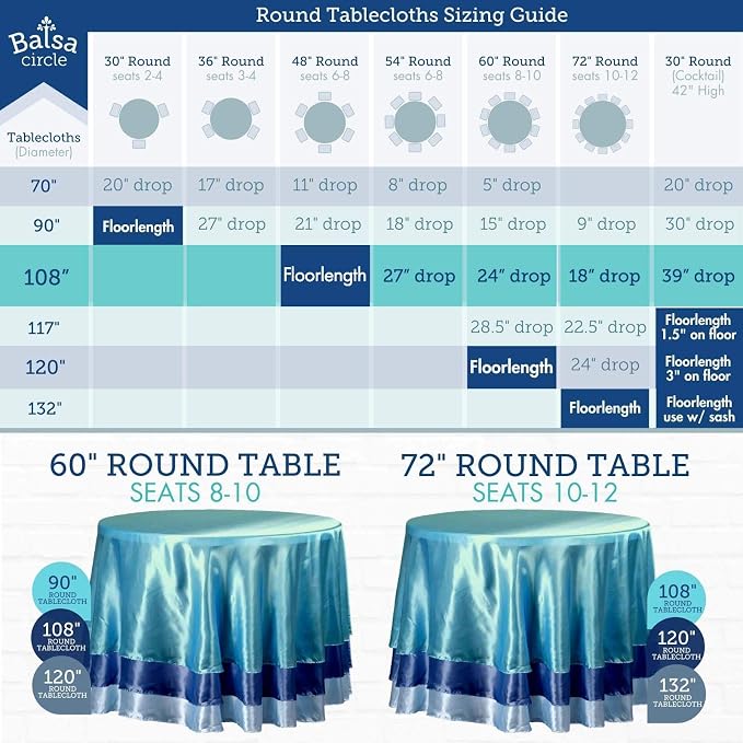 Balsa Circle 6 pcs 108 inch Gold Round Polyester Tablecloths Fabric Table Cover Linens for Wedding Party Banquet Reception Events Kitchen Dining - Image 9