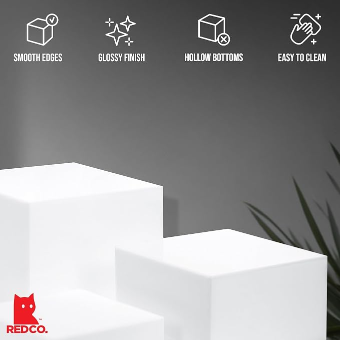 Red Co. Set of 3 Glossy White Acrylic Cube Display Nesting Risers with Hollow Bottoms - 2 Pack - Image 5