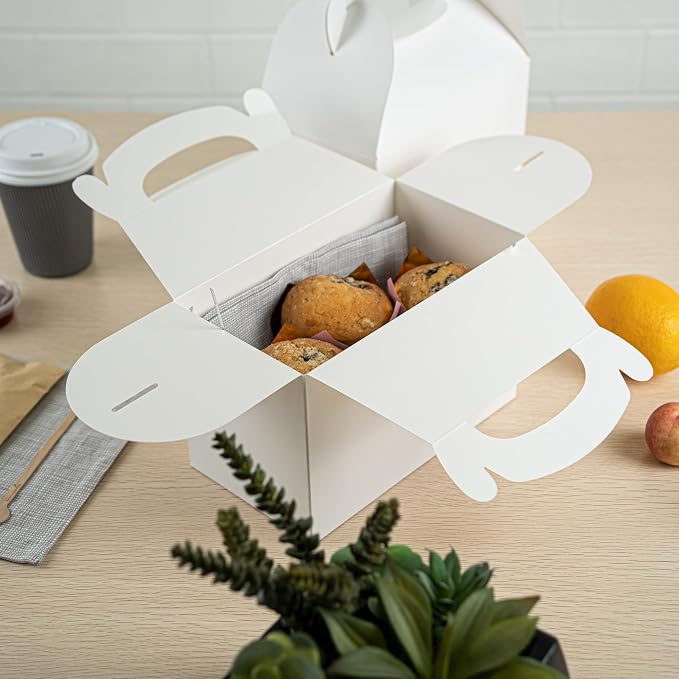 Restaurantware Gable Boxes 25 Count 8.5 x 4.75 x 5.5 Inches Paper Gift Boxes With Handles Greaseproof Kraft Favor Boxes White For Party And Wedding - Image 12