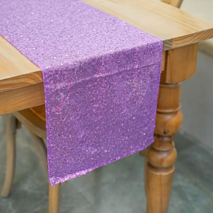Lavender Sequin Table Runner 12 Pack, 12''x72 Glitter Table Runner - Image 5